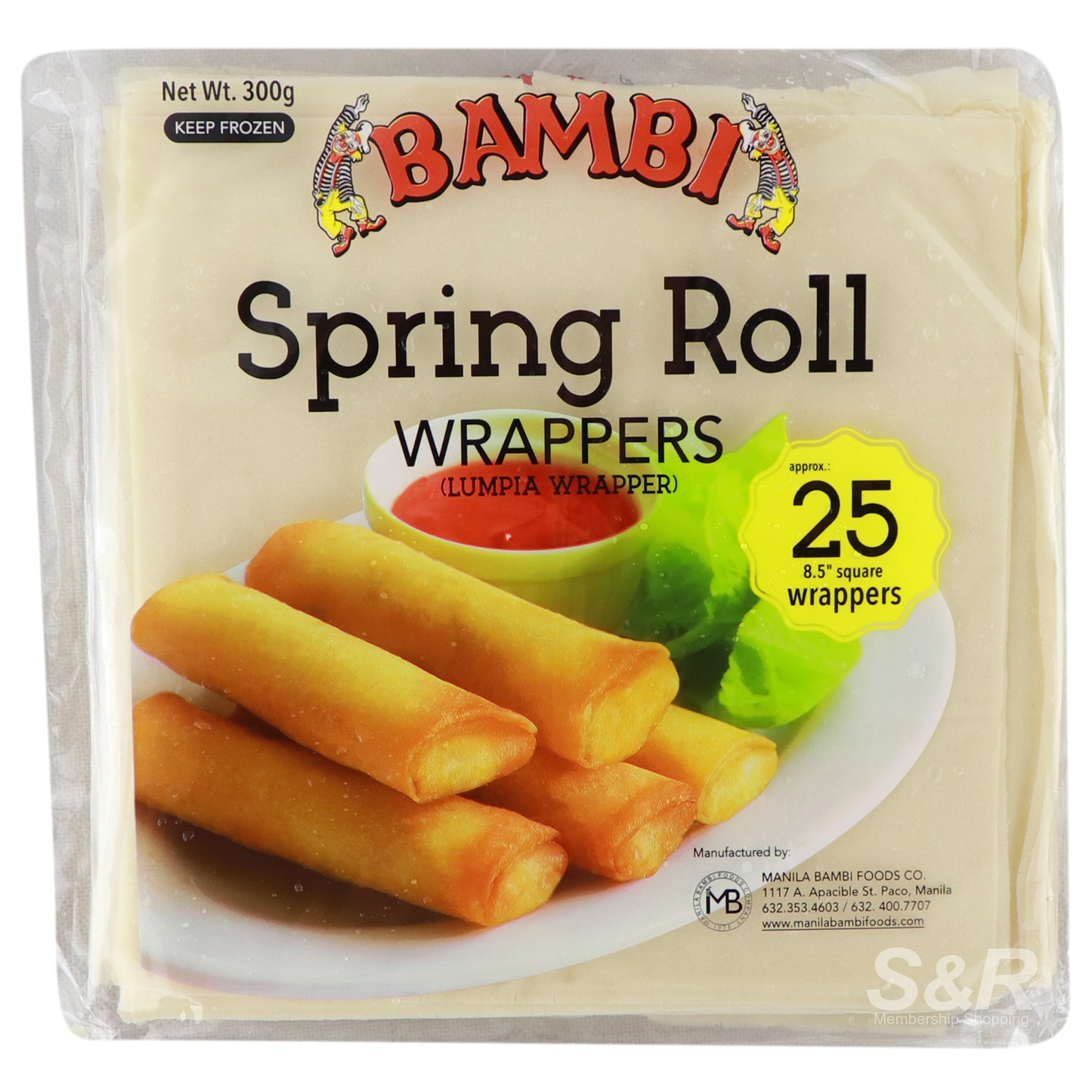 Frozen Bambi Spring Roll Wrapper 300g (Big) - 8.5" Square