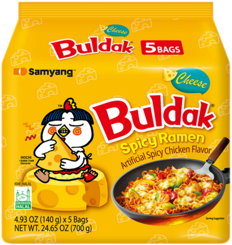 Samyang Buldak Hot Chicken & Cheese Flavour Noodles 5 x 140g