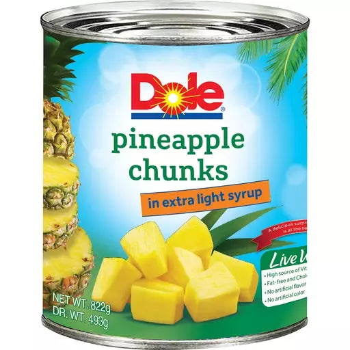 Dole Pineapple Chunks In Syrup 822g